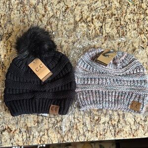 C.C Kids' Black and Gray Knit Beanie Set